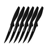 Wholesale - GINSU Daku 6pc BLACK COATED STEAK KNIFE SET, UPC: 079061313121